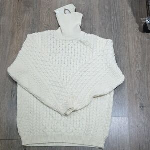Ivory Cable Knit Turtleneck Sweater